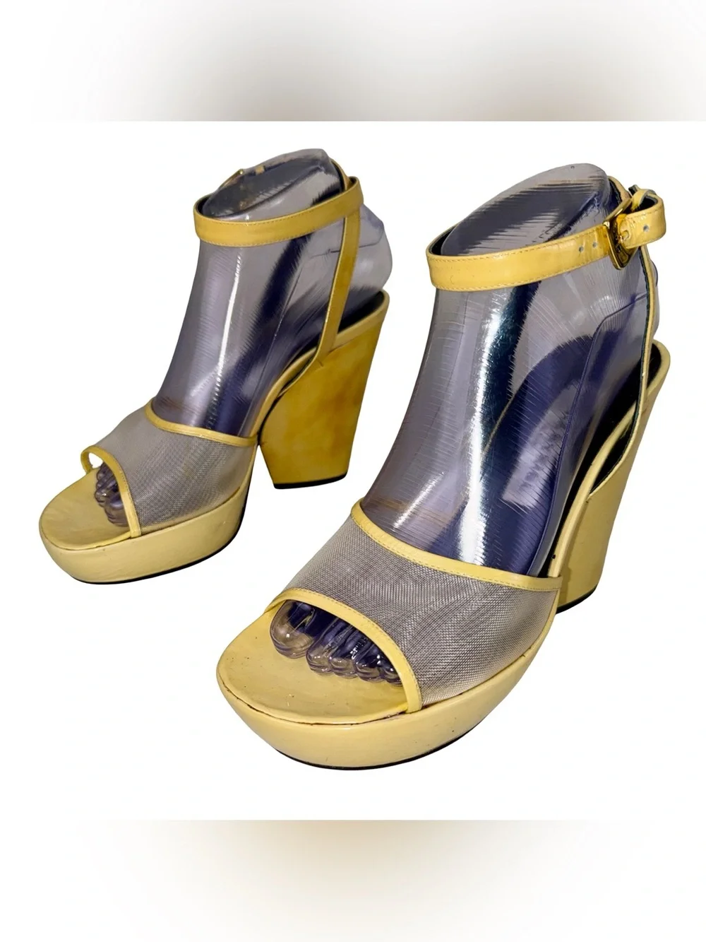 SONIA RYKIEL YELLOW PLATFORM WEDGE SANDALS